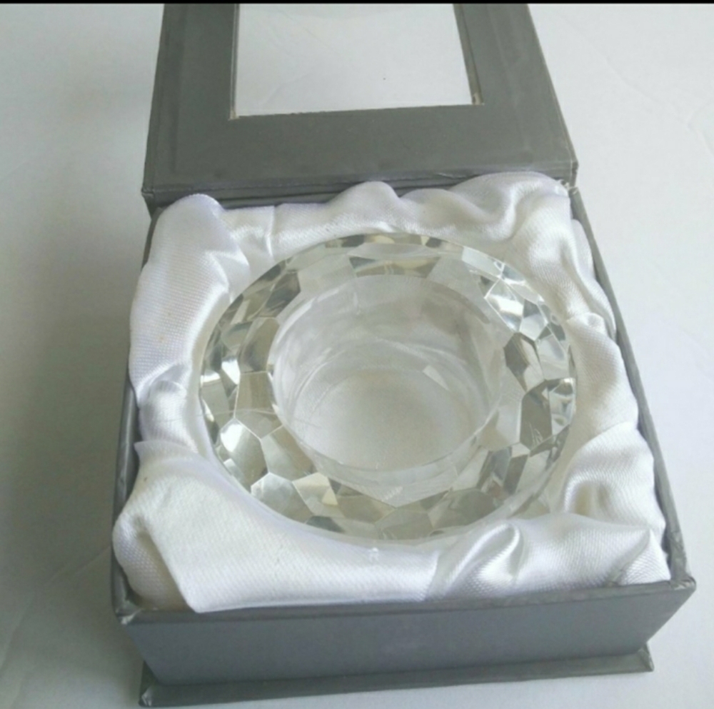 Crystal Votive Glass Candle Holder in Box